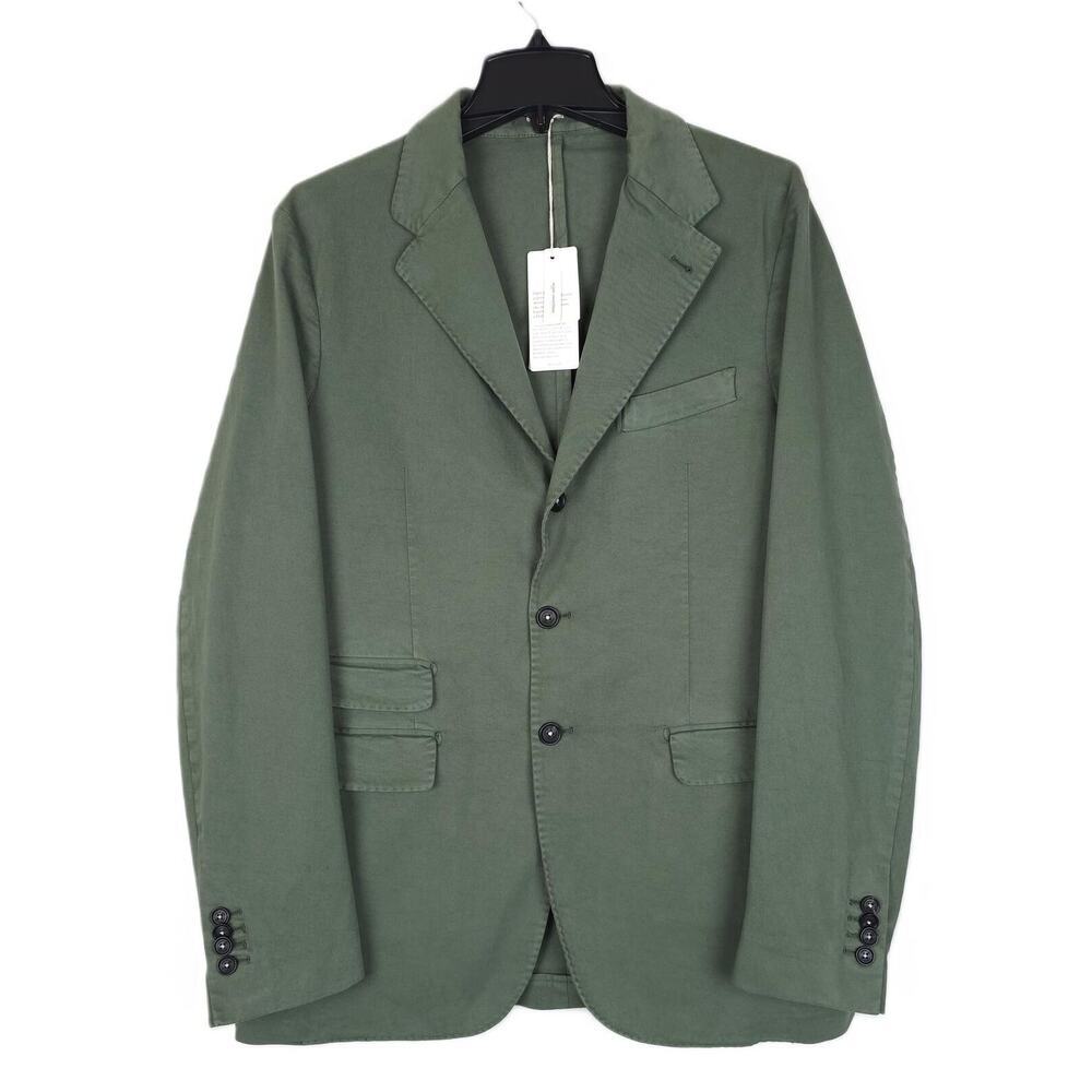 Massimo Alba Mens Classic Fit Suit Jacket 42R US / 52 IT Green Garment Dyed NWT